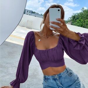 Purple Square Neck Blouse
